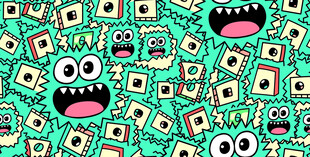 卡通怪物与钞票趣味图案