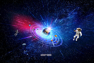 梦幻太空场景与宇航员