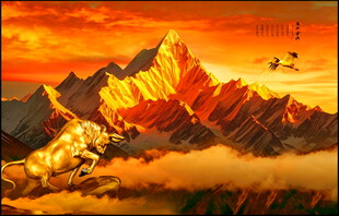 日照金山山水画