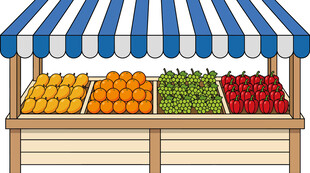 户外水果摊位插画