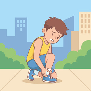 运动扭伤脚踝插画