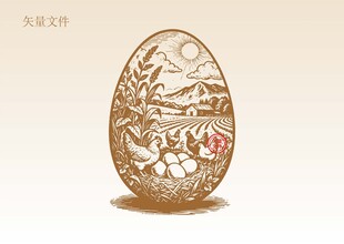 鸡蛋包装插画版画