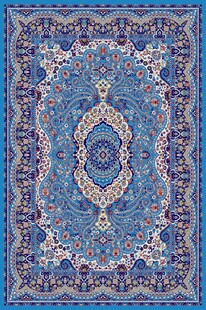 精美蓝色花纹传统地毯