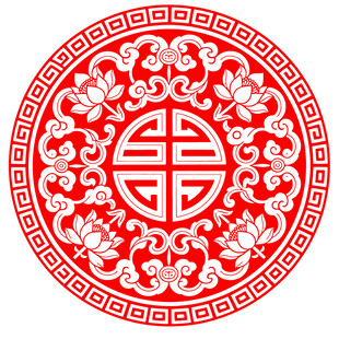 中式古典祥云花纹圆形边框