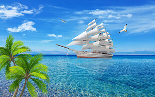 蓝天大海背景墙