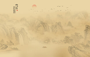 古画背景山水画