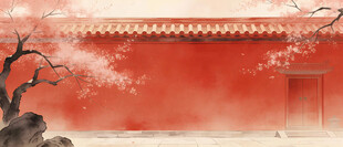 中式红墙背景图