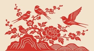 喜上眉梢花开富贵