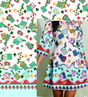 卡通图案连衣裙面料展示