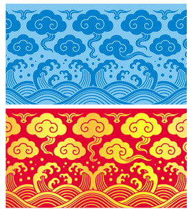 传统云纹海浪图案设计