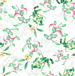 水彩风苹果花卉图案
