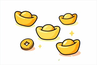 可爱金元宝插画
