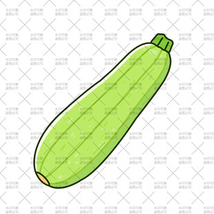 手绘绿色西葫芦