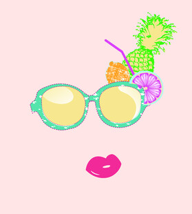 夏日时尚墨镜与水果元素