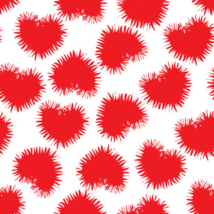 红色毛边爱心图案背景