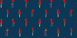 蓝色背景红色图案无缝纹理