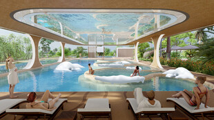 豪华泳池度假休闲场景