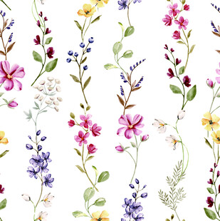 花卉水彩无缝图案背景