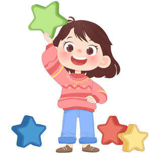 早教益智玩具彩色星星卡通插画