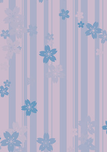 淡紫条纹底蓝色花朵图案
