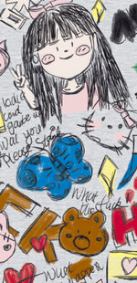 小女孩涂鸦  可改色