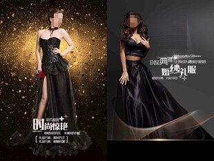 优雅黑裙模特展示礼服海报