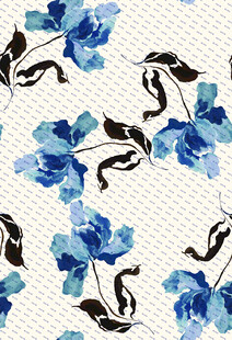 蓝白花卉图案纹理
