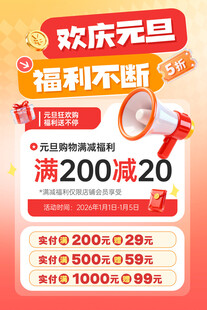 元旦促销海报满减福利来袭