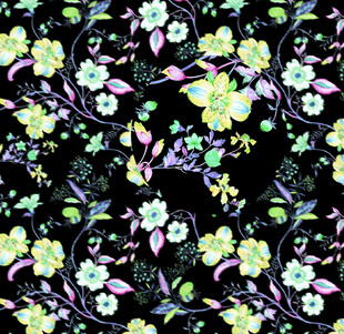 花卉图案黑色背景布料