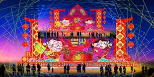 灯笼墙效果图