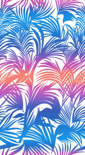 梦幻蓝紫渐变热带植物图案