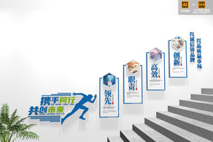 公司企业楼梯文化墙展板