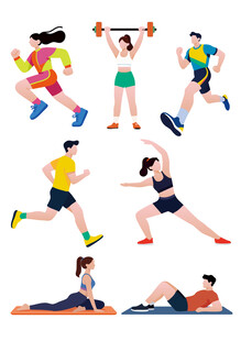 矢量扁平化健身运动人物插画