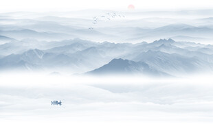 禅意水墨山水画