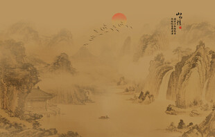 古风背景山水画