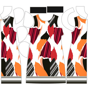 几何图案时尚女士服装设计图