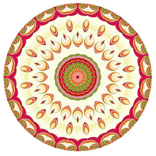 圆形多彩曼陀罗花纹图案