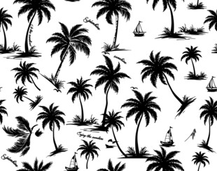黑白棕榈树图案背景印花