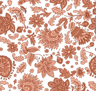 复古风花卉图案背景印花腰果佩斯