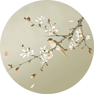 新中式花鸟玉兰
