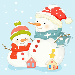冬天戴围巾帽子胡萝卜鼻子雪人