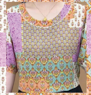 多彩印花短袖上衣  定位图 
