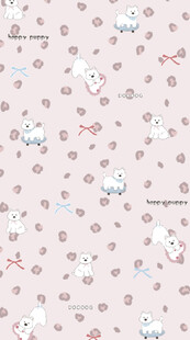 可爱小狗豹纹粉色背景图