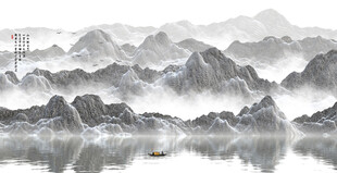 新中式水墨山水画