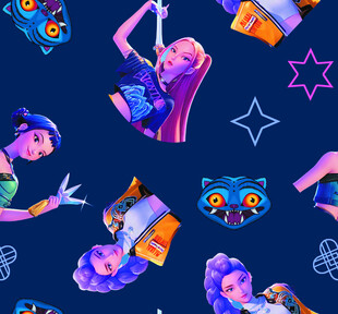 梦幻卡通风格的多彩角色插画