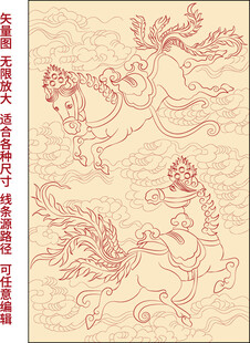 策马奔腾古画马纹