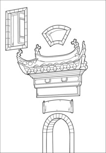中式传统建筑构件线描图 矢量图