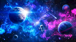 梦幻宇宙星空太空星球银河背景墙