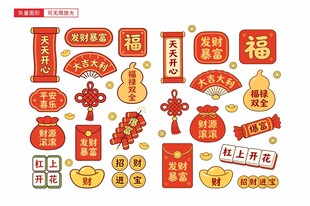 新年福字贴 红包封面 卡通贴纸