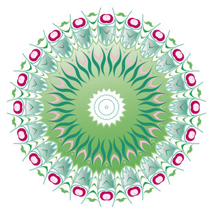 绿色花卉圆形装饰图案